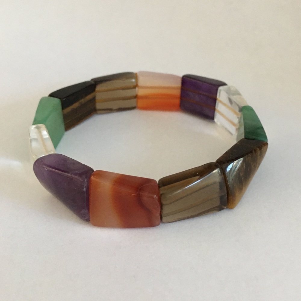 Multi Gem Stretchable Bangle Bracelet - image 1